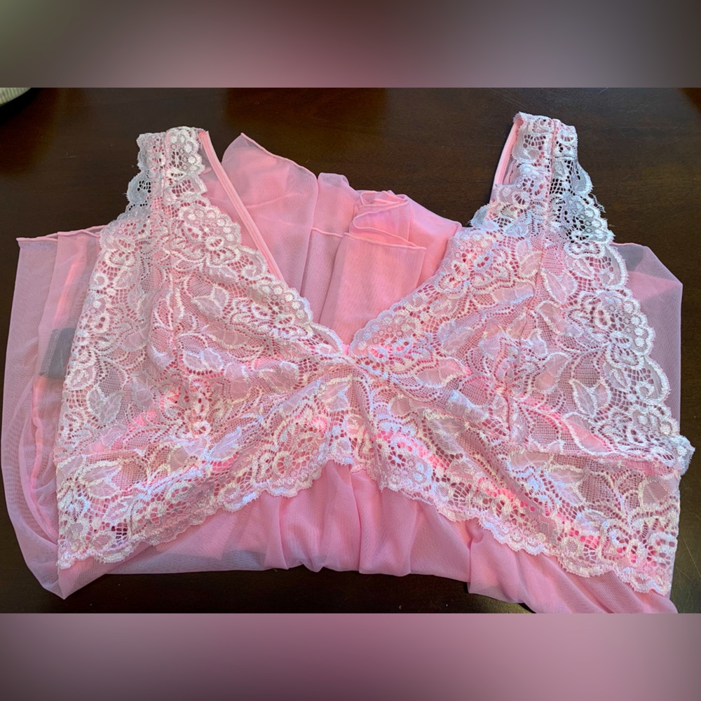 Plus size, one size sheer lace night shirt.